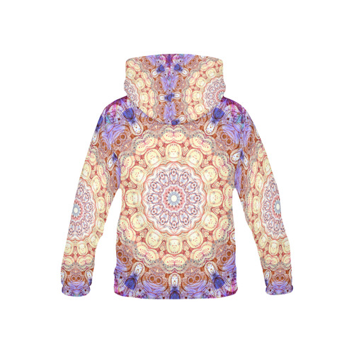 Watercolor Mandala Grunge - Magenta Blue Yellow All Over Print Hoodie for Kid (USA Size) (Model H13)