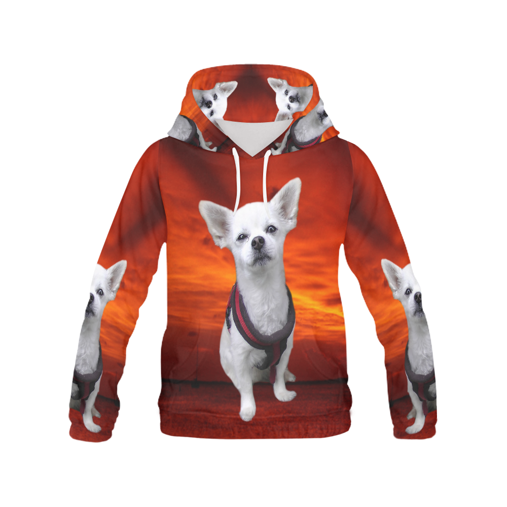 Dog Chihuahua All Over Print Hoodie for Women (USA Size) (Model H13)