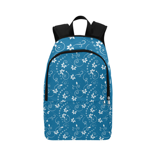 blue-swirly-flowers Fabric Backpack for Adult (Model 1659)