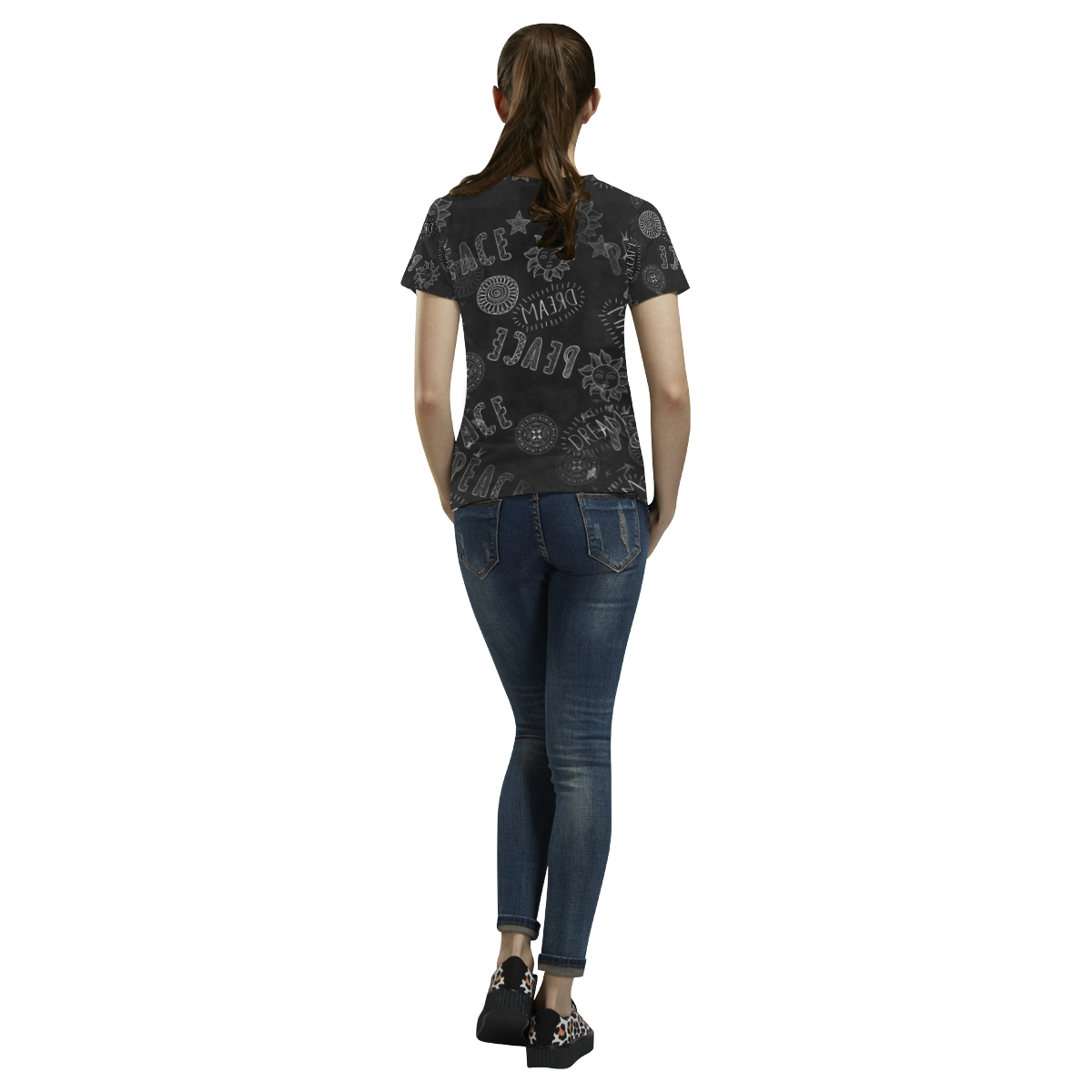 Dream On Peace On Chalkboard All Over Print T-Shirt for Women (USA Size) (Model T40)