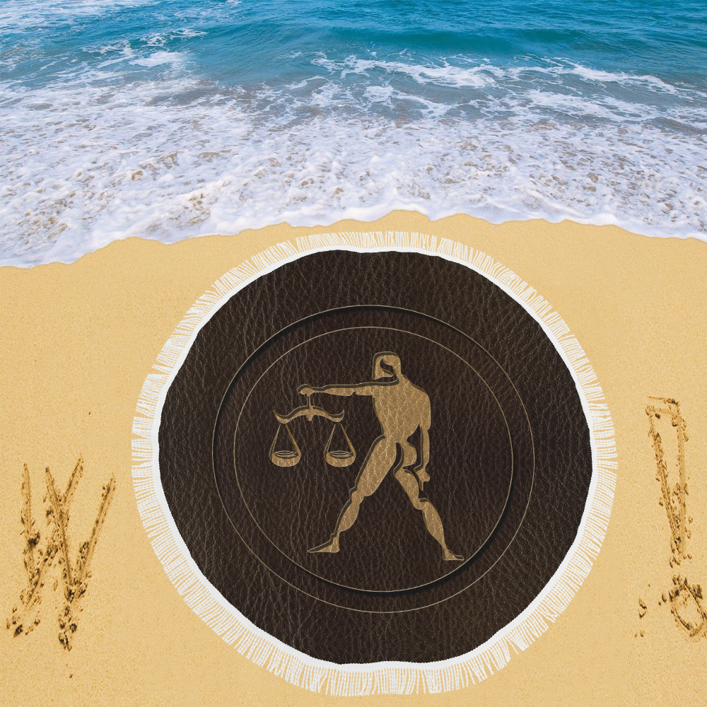 Leather-Look Zodiac Libra Circular Beach Shawl 59"x 59"