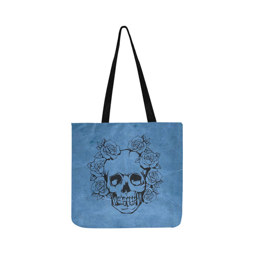 Skull with roses, blue Reusable Shopping Bag Model 1660 (Two sides)