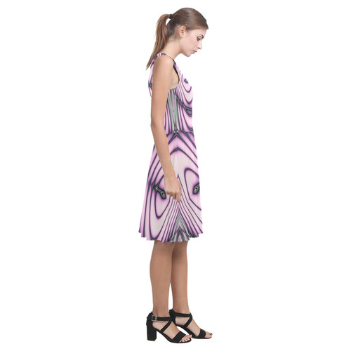 Pink and Green Ripples Fractal Abstract Atalanta Casual Sundress(Model D04)