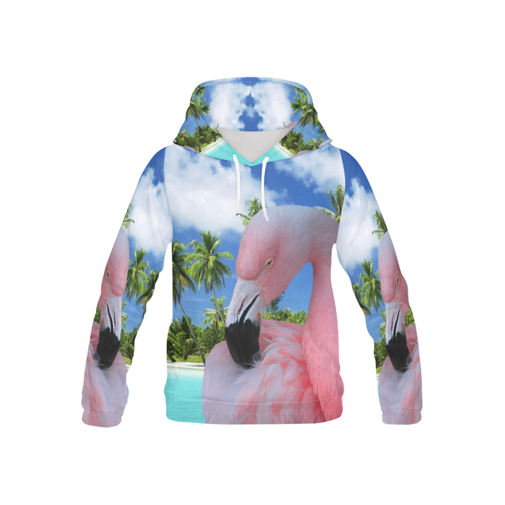 Flamingo and Beach All Over Print Hoodie for Kid (USA Size) (Model H13)