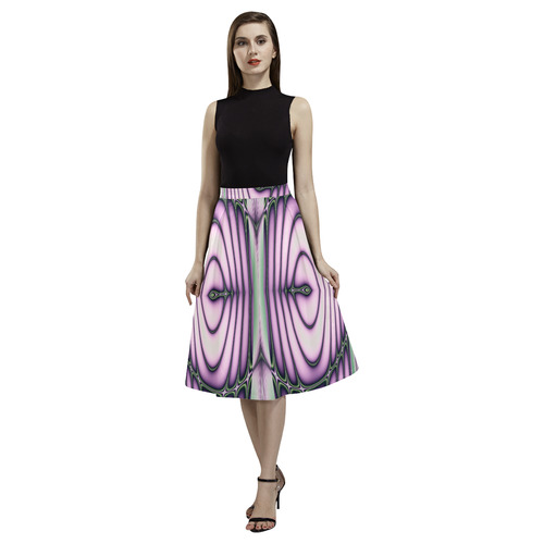 Pink and Green Ripples Fractal Abstract Aoede Crepe Skirt (Model D16)