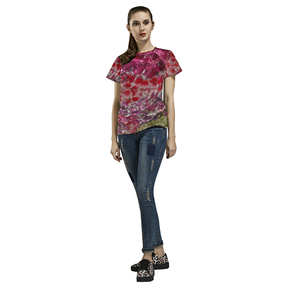 Petal Mania All Over Print T-Shirt for Women (USA Size) (Model T40)