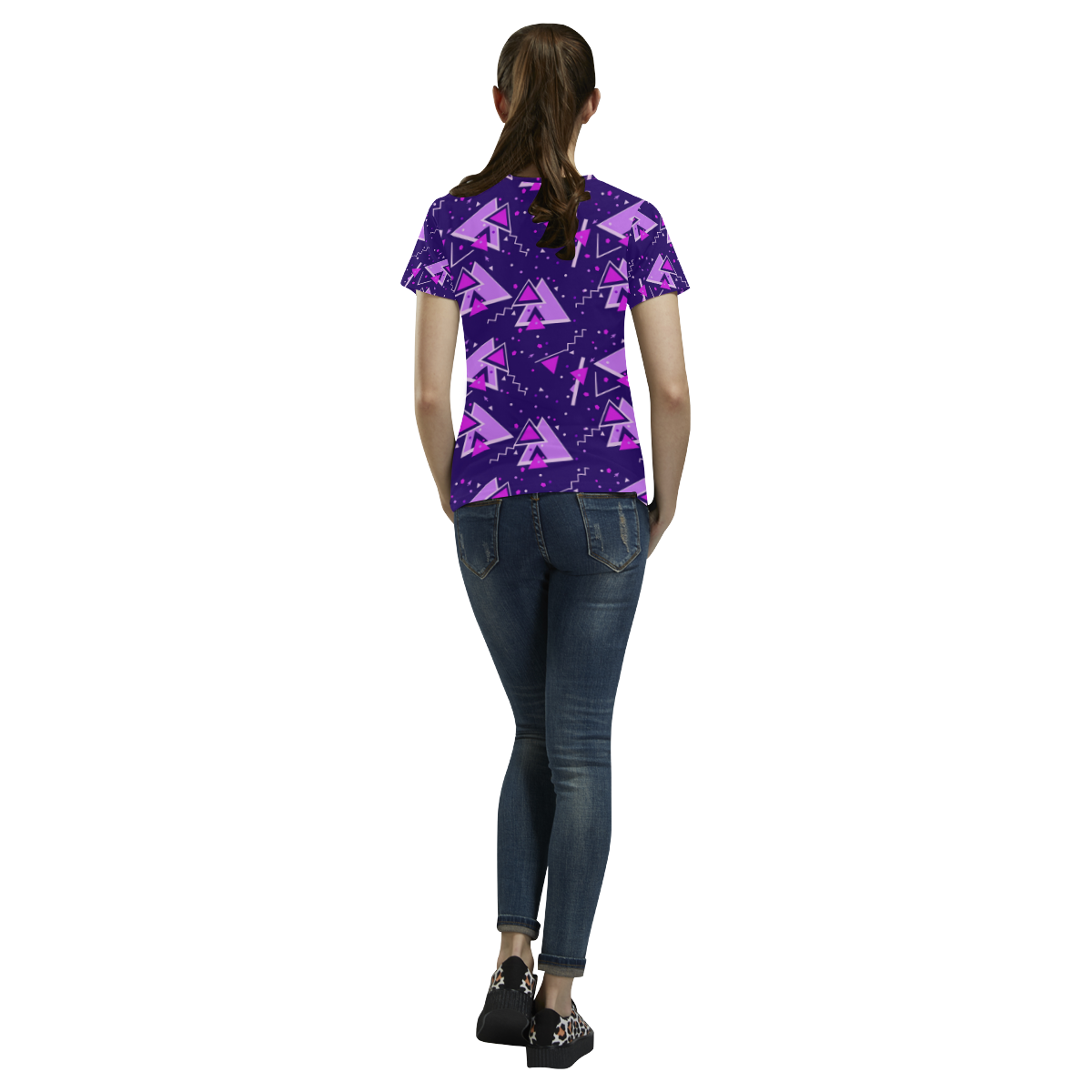 Purple Memphis All Over Print T-Shirt for Women (USA Size) (Model T40)