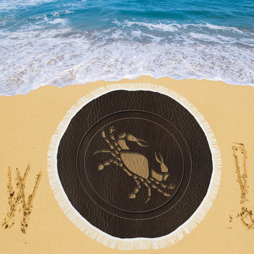 Leather-Look Zodiac Cancer Circular Beach Shawl 59"x 59"