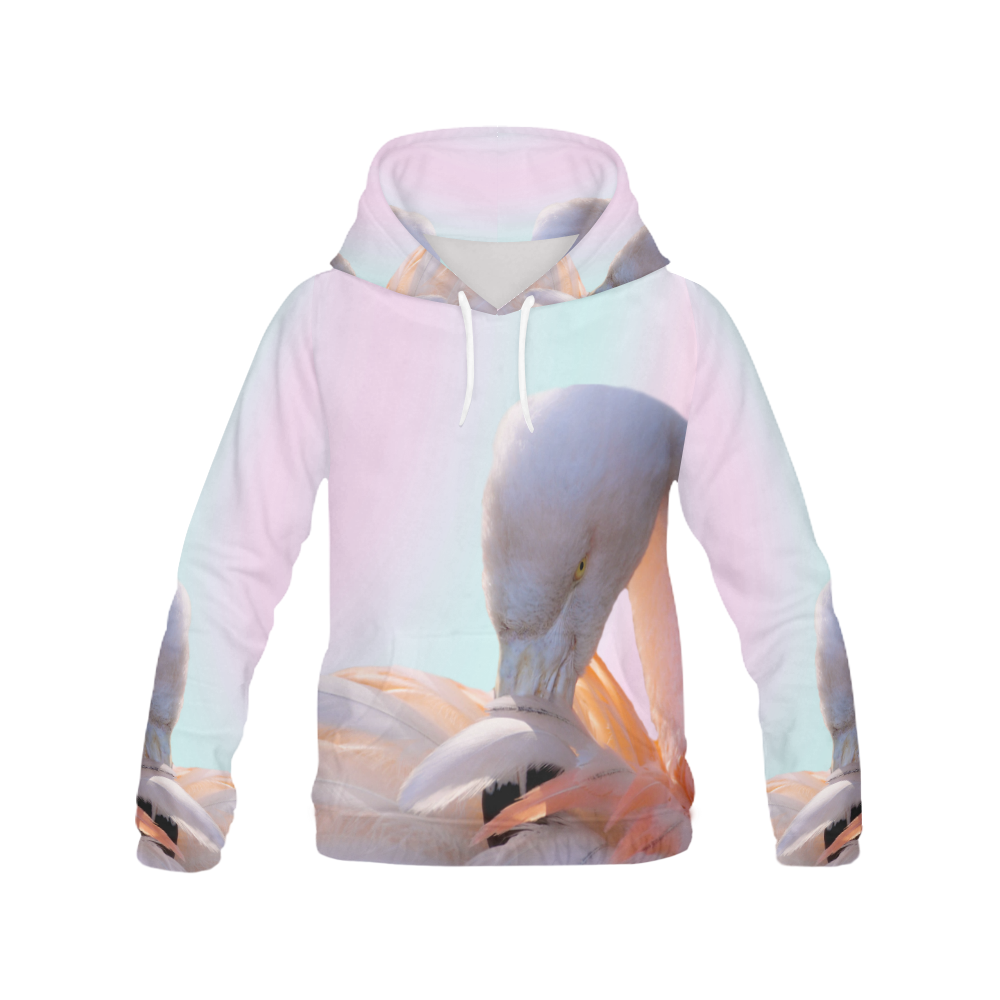Flamingo Pink Mint All Over Print Hoodie for Women (USA Size) (Model H13)