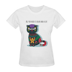 Color and black cat Sunny Women's T-shirt (Model T05)