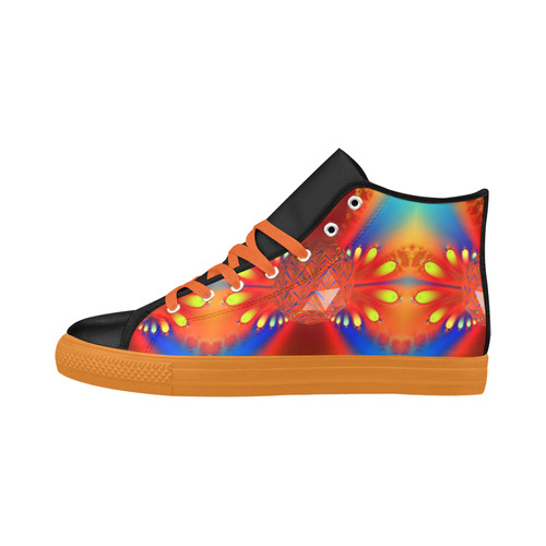 Hot Summer Night Sunset at the Beach Fractal Aquila High Top Microfiber Leather Women's Shoes (Model 032)