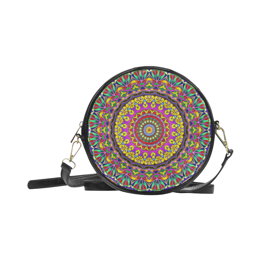 Oriental Watercolor Mandala multicolored h Round Sling Bag (Model 1647)