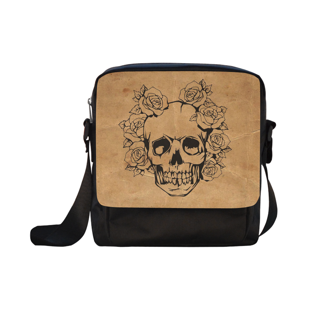 Skull with roses, vintage Crossbody Nylon Bags (Model 1633)
