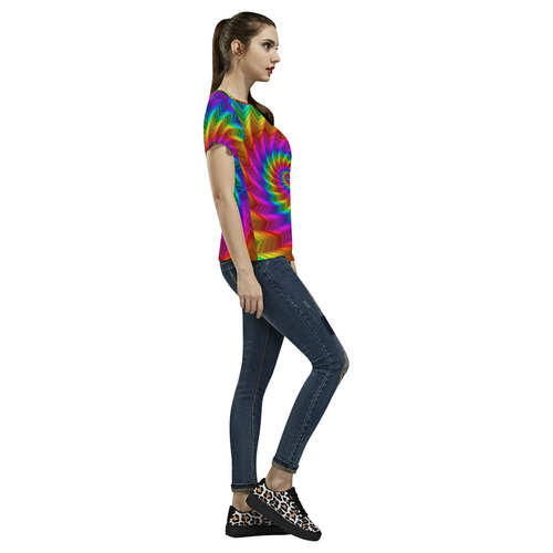 Psychedelic Rainbow Spiral All Over Print T-Shirt for Women (USA Size) (Model T40)