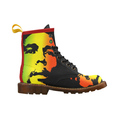 King Of Reggae Bob Marley High Grade PU Leather Martin Boots For Women Model 402H