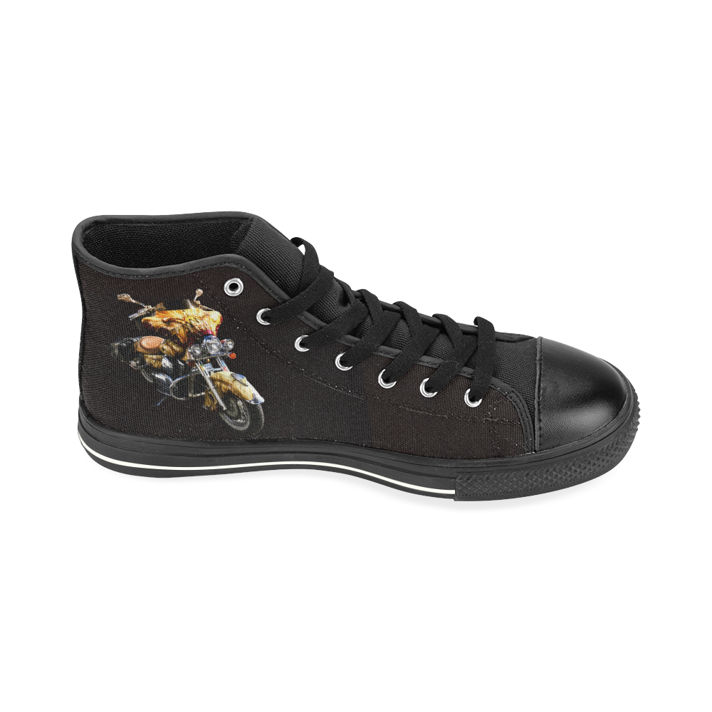Fantastic Motorcycle High Top Canvas Shoes for Kid (Model 017)