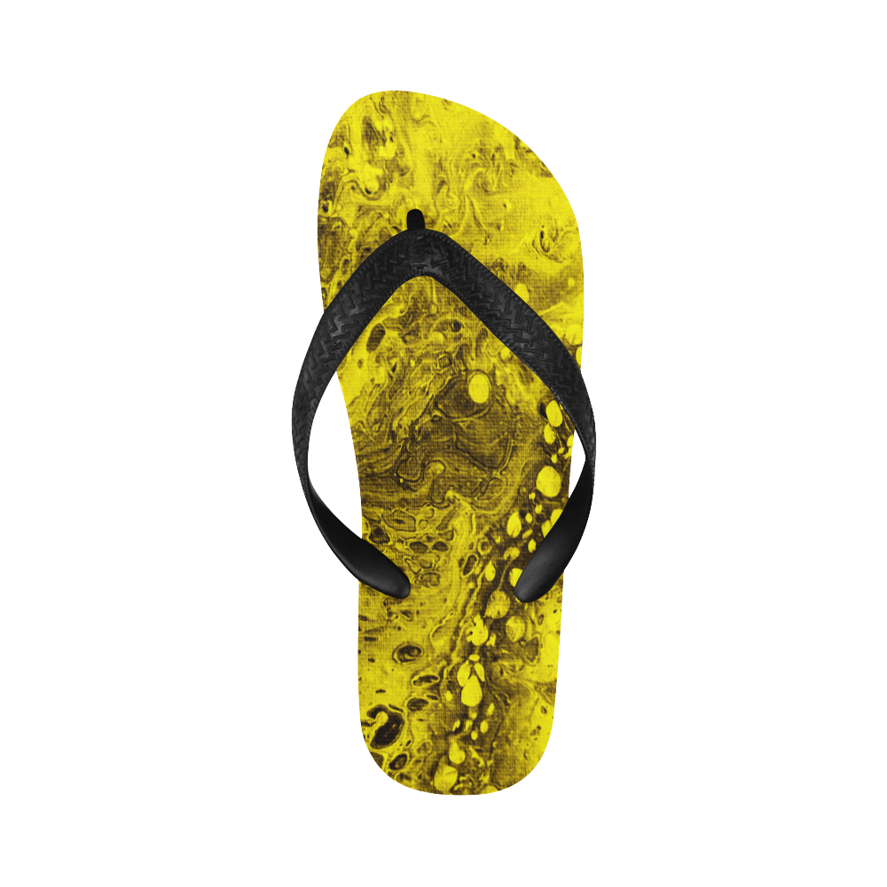 Secret Caves - Canary Yellow Flip Flops for Men/Women (Model 040)