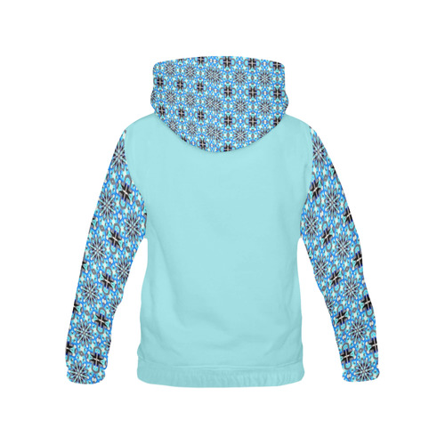 Blue Star All Over Print Hoodie for Women (USA Size) (Model H13)
