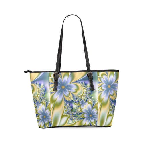 Silky Flowers Leather Tote Bag/Large (Model 1640)
