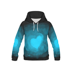 Blue Fluffy Heart, Valentine All Over Print Hoodie for Kid (USA Size) (Model H13)