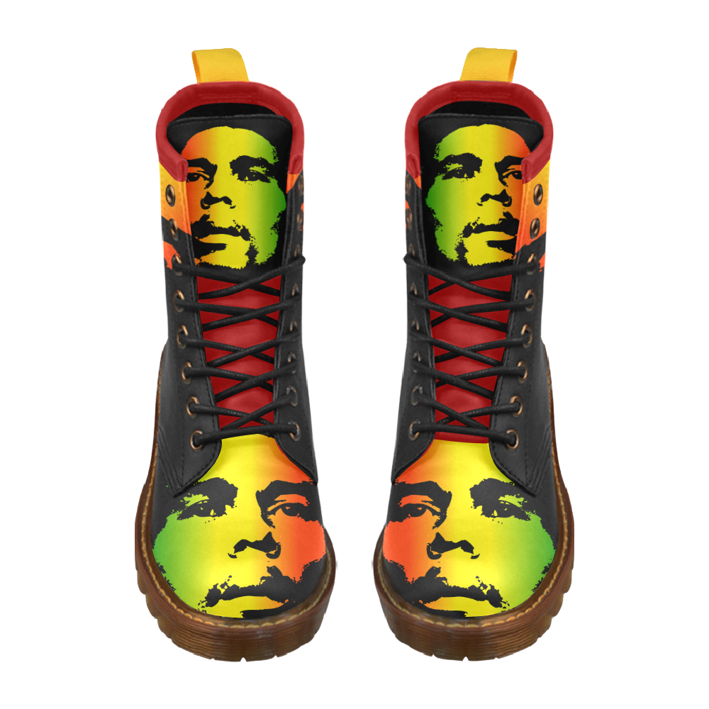 King Of Reggae Bob Marley High Grade PU Leather Martin Boots For Men Model 402H