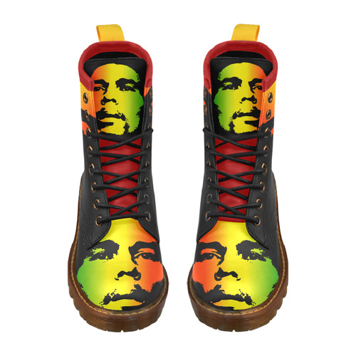 King Of Reggae Bob Marley High Grade PU Leather Martin Boots For Men Model 402H