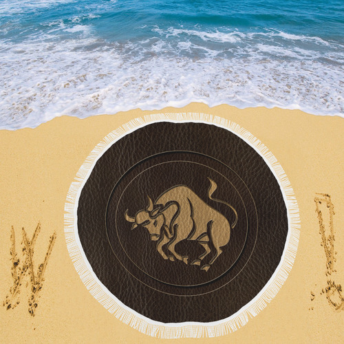 Leather-Look Zodiac Taurus Circular Beach Shawl 59"x 59"