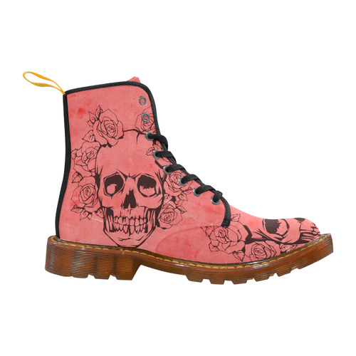 Skull with roses peach Martin Boots For Women Model 1203H