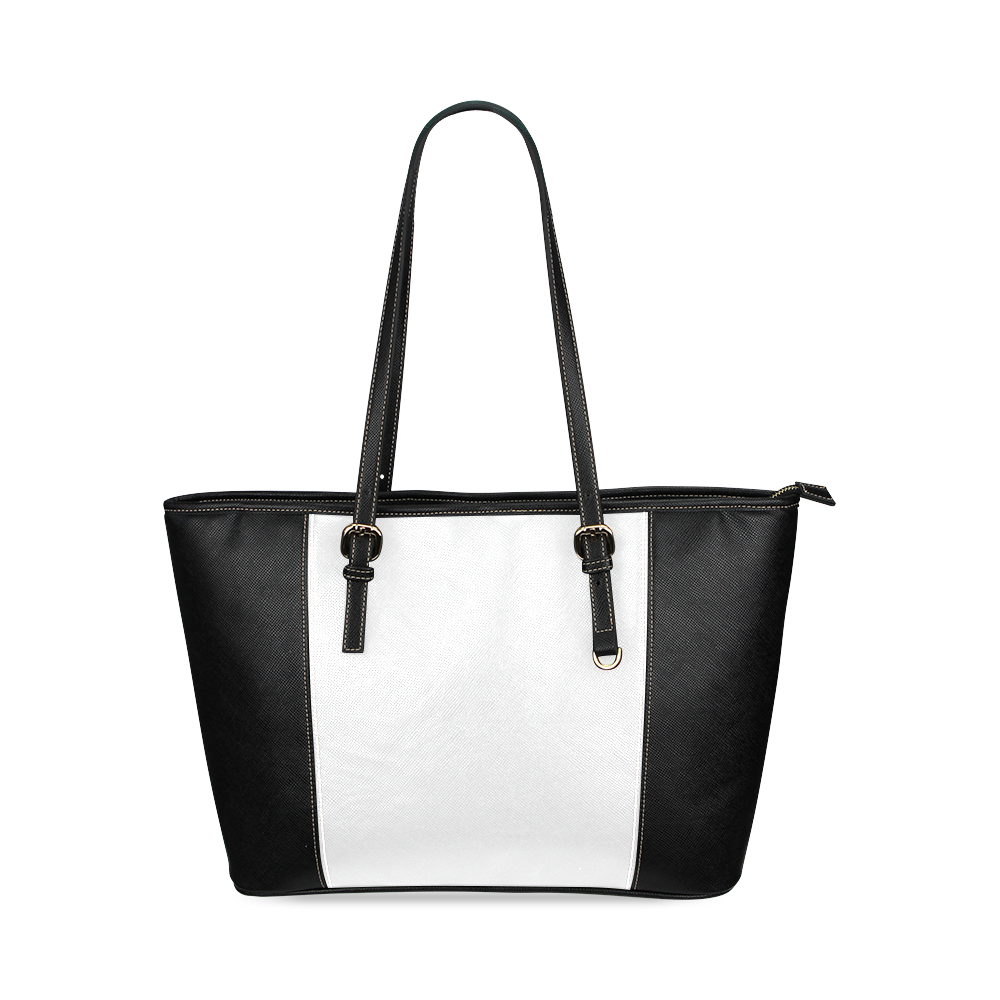 black and white Leather Tote Bag/Large (Model 1640)