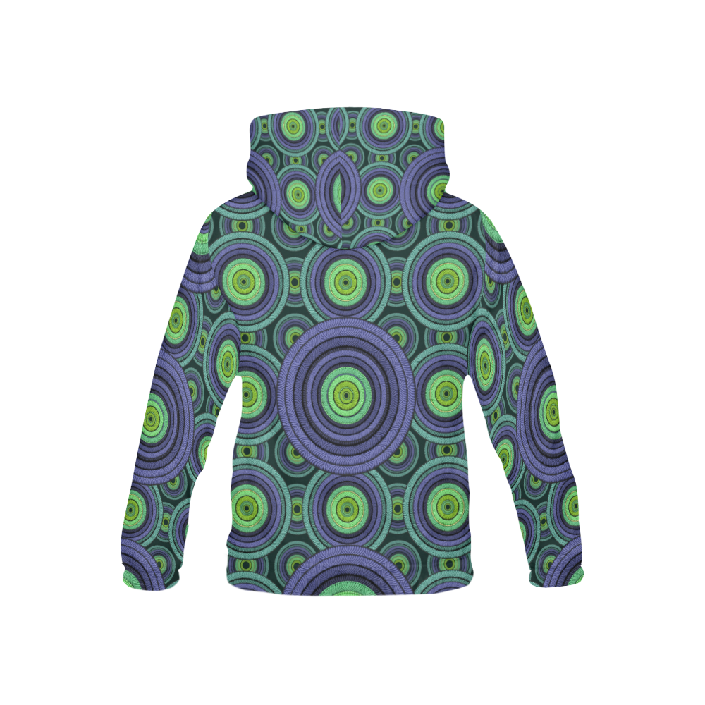Green and Blue Stitched pattern All Over Print Hoodie for Kid (USA Size) (Model H13)