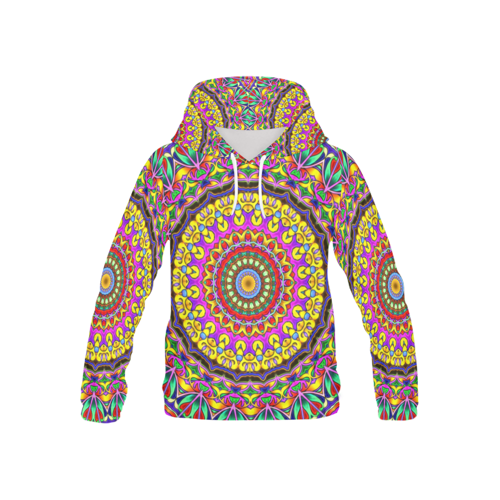 Oriental Watercolor Mandala multicolored h All Over Print Hoodie for Kid (USA Size) (Model H13)
