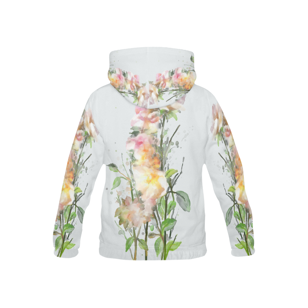 Blend Roses, floral watercolor All Over Print Hoodie for Kid (USA Size) (Model H13)