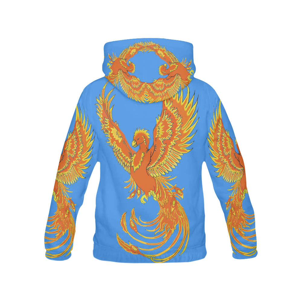 Phoenix Rising Blue All Over Print Hoodie for Women (USA Size) (Model H13)