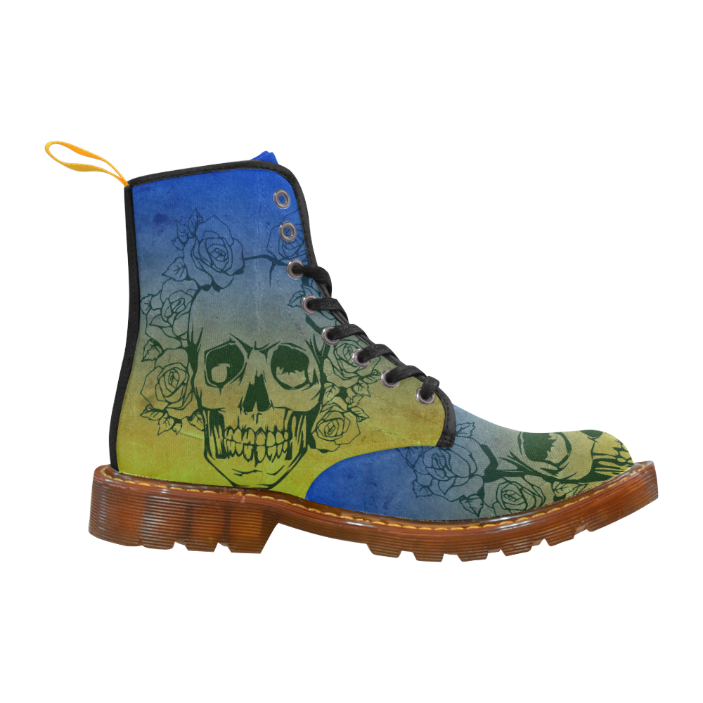 Skull with roses, gradient 2 Martin Boots For Women Model 1203H