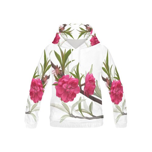 Peach blossom, floral watercolor All Over Print Hoodie for Kid (USA Size) (Model H13)