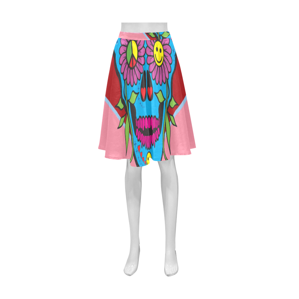 Sugar Peace Skull Athena Women's Short Skirt (Model D15)