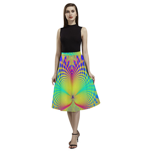 Summers Tropical Awakening Fractal Abstract Aoede Crepe Skirt (Model D16)