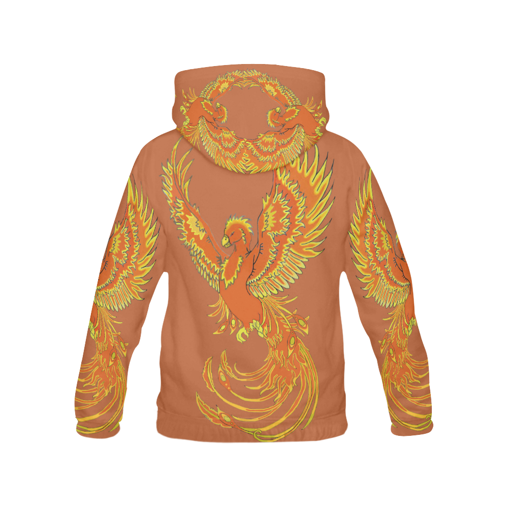 Phoenix Rising Rust All Over Print Hoodie for Women (USA Size) (Model H13)