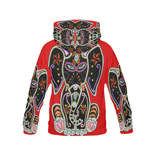 Mystical Sugar Skull Elephant Red All Over Print Hoodie for Men (USA Size) (Model H13)