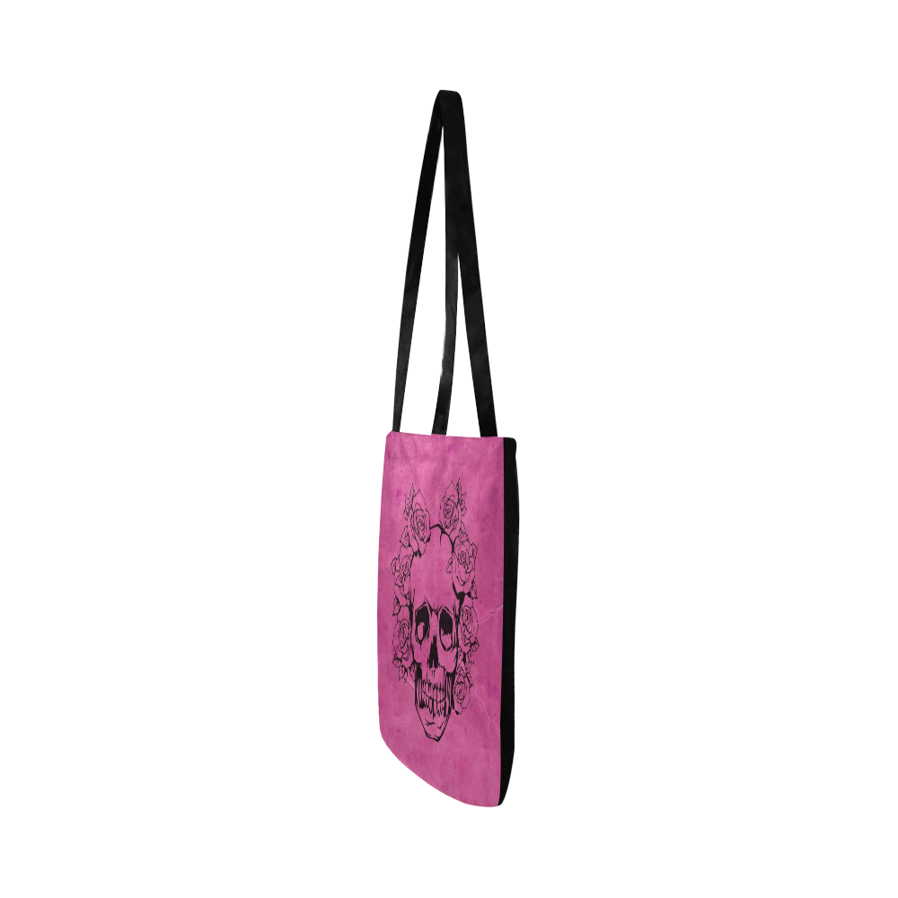 Skull with roses, pink Reusable Shopping Bag Model 1660 (Two sides)