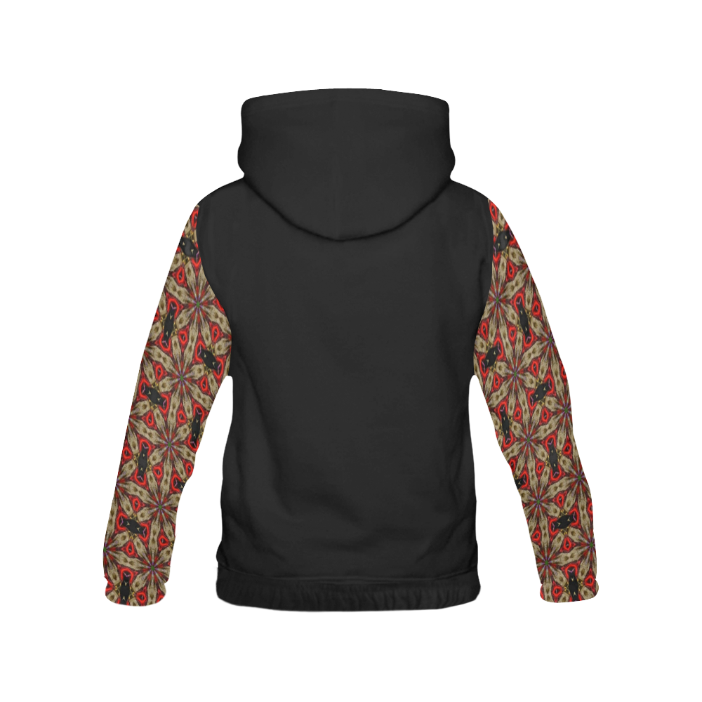 Red and Taupe All Over Print Hoodie for Women (USA Size) (Model H13)