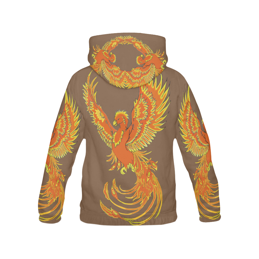 Phoenix Rising Brown All Over Print Hoodie for Women (USA Size) (Model H13)