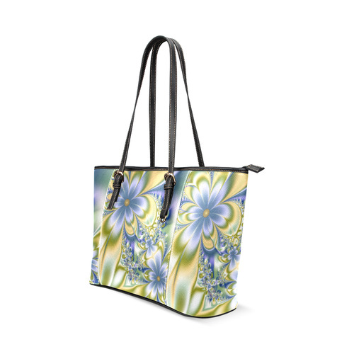 Silky Flowers Leather Tote Bag/Large (Model 1640)