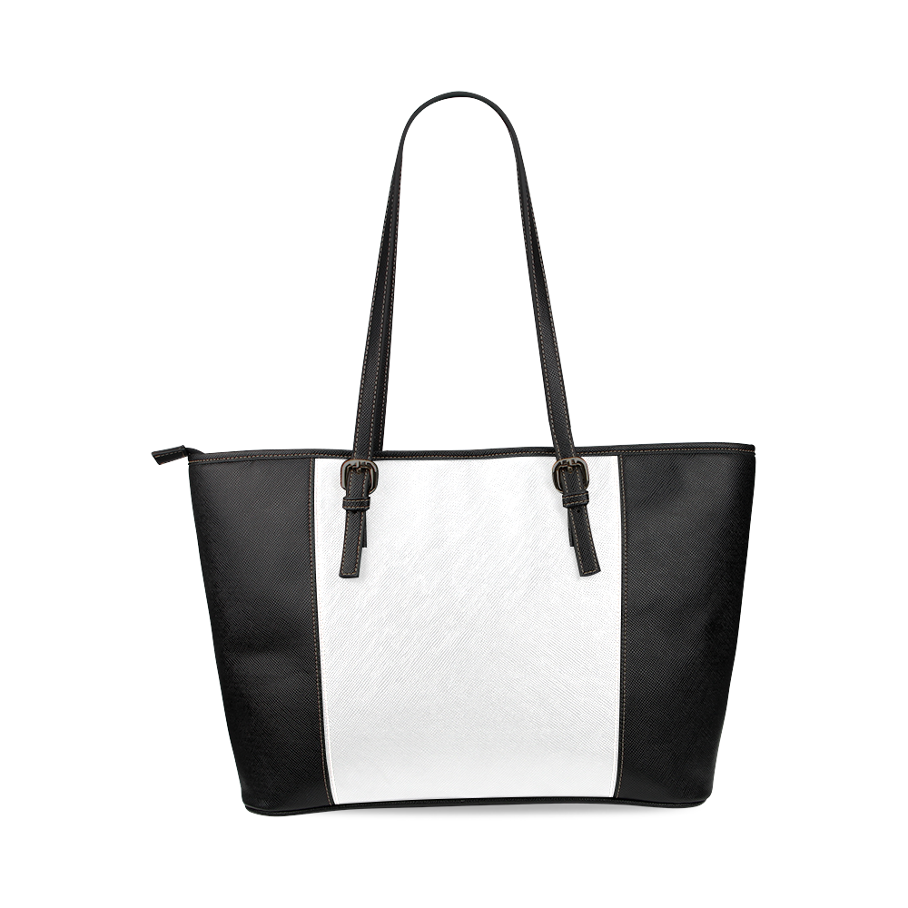 black and white Leather Tote Bag/Large (Model 1640)