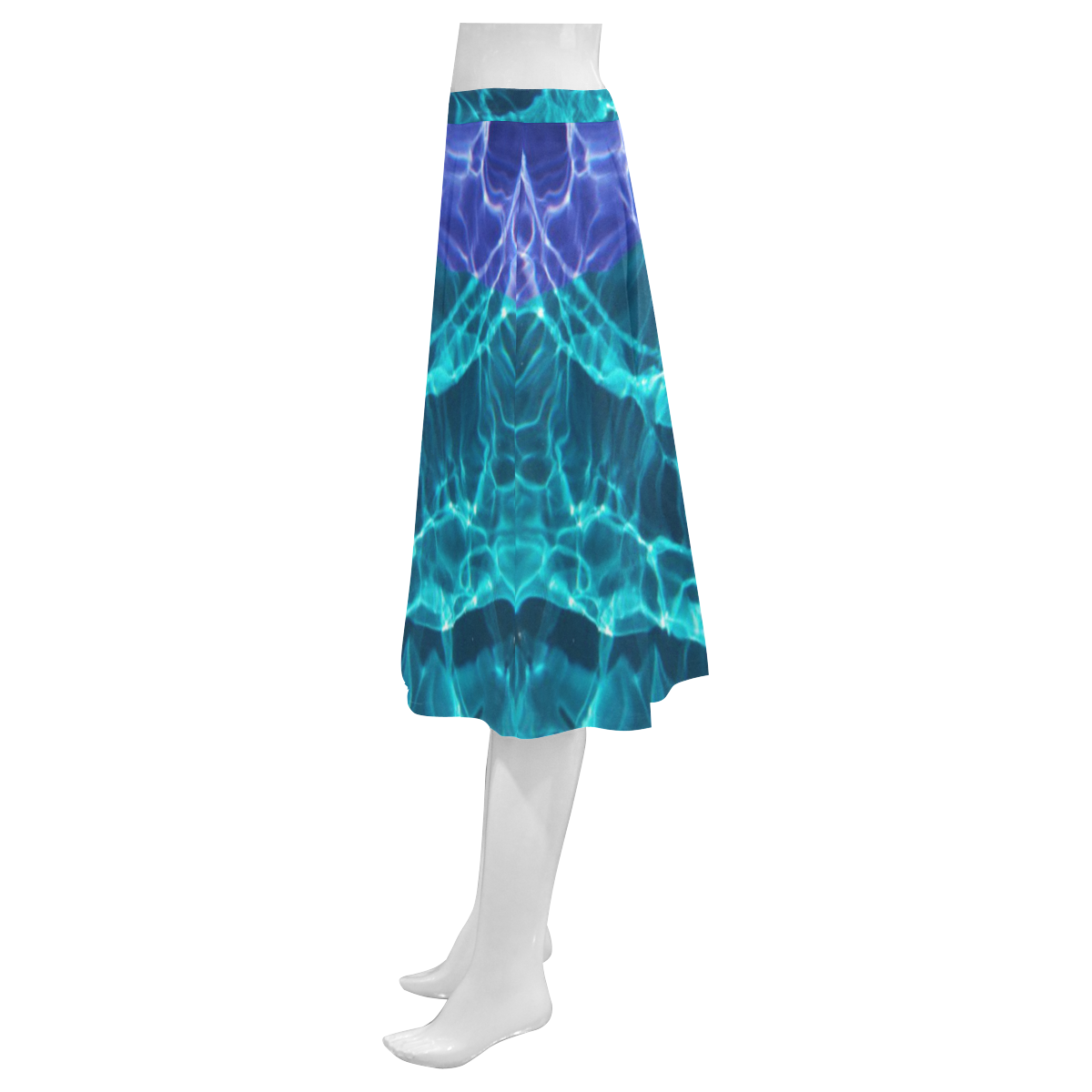 Double Blue Ripples Mnemosyne Women's Crepe Skirt (Model D16)