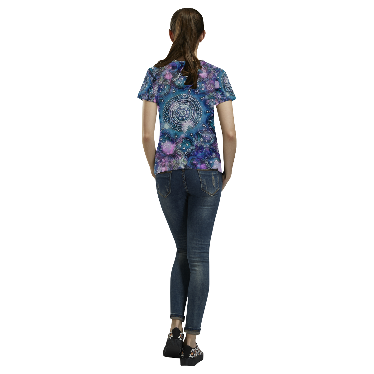 Blue Mandala Day Dream All Over Print T-Shirt for Women (USA Size) (Model T40)