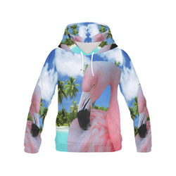 Flamingo and Beach All Over Print Hoodie for Men (USA Size) (Model H13)