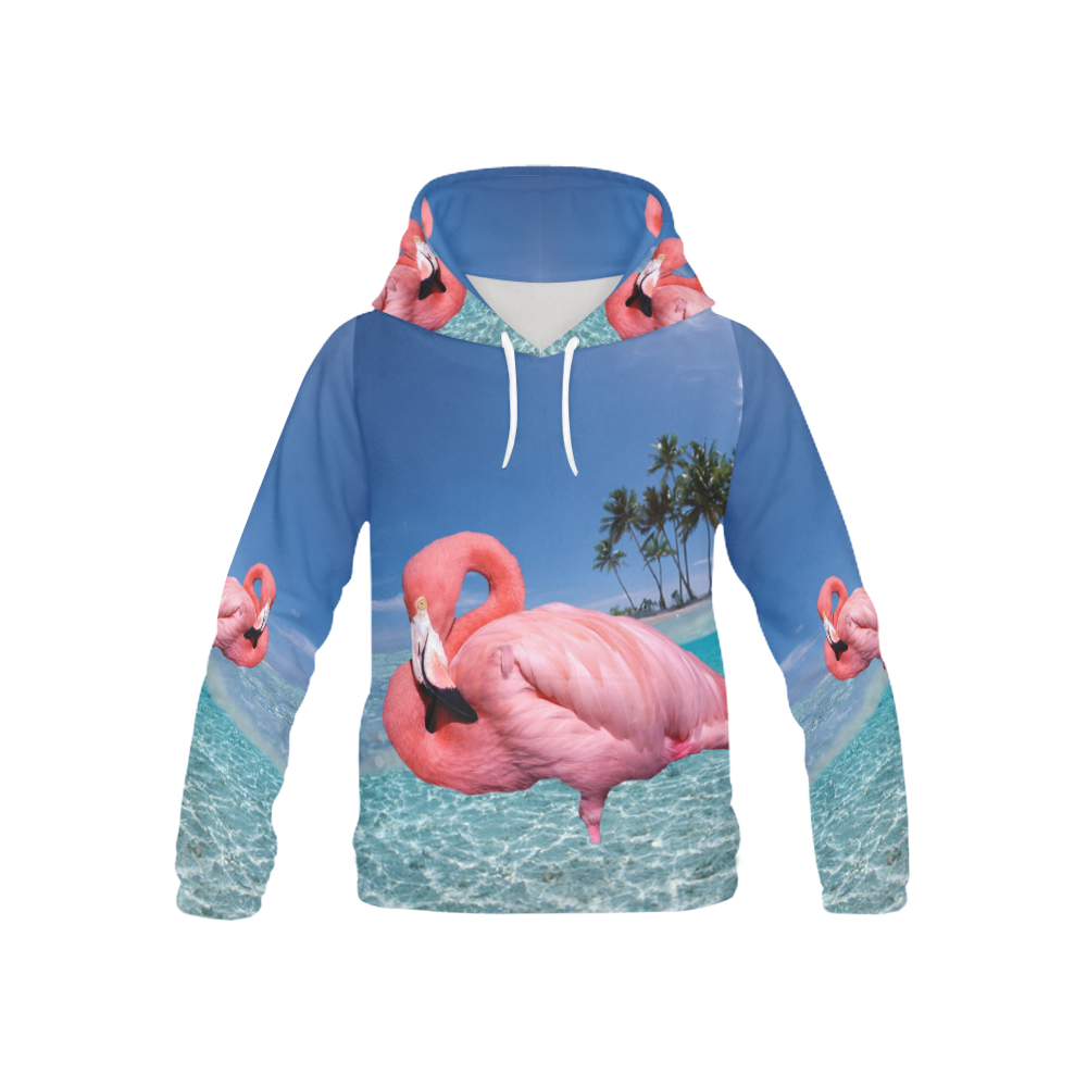 Flamingo and Palms All Over Print Hoodie for Kid (USA Size) (Model H13)