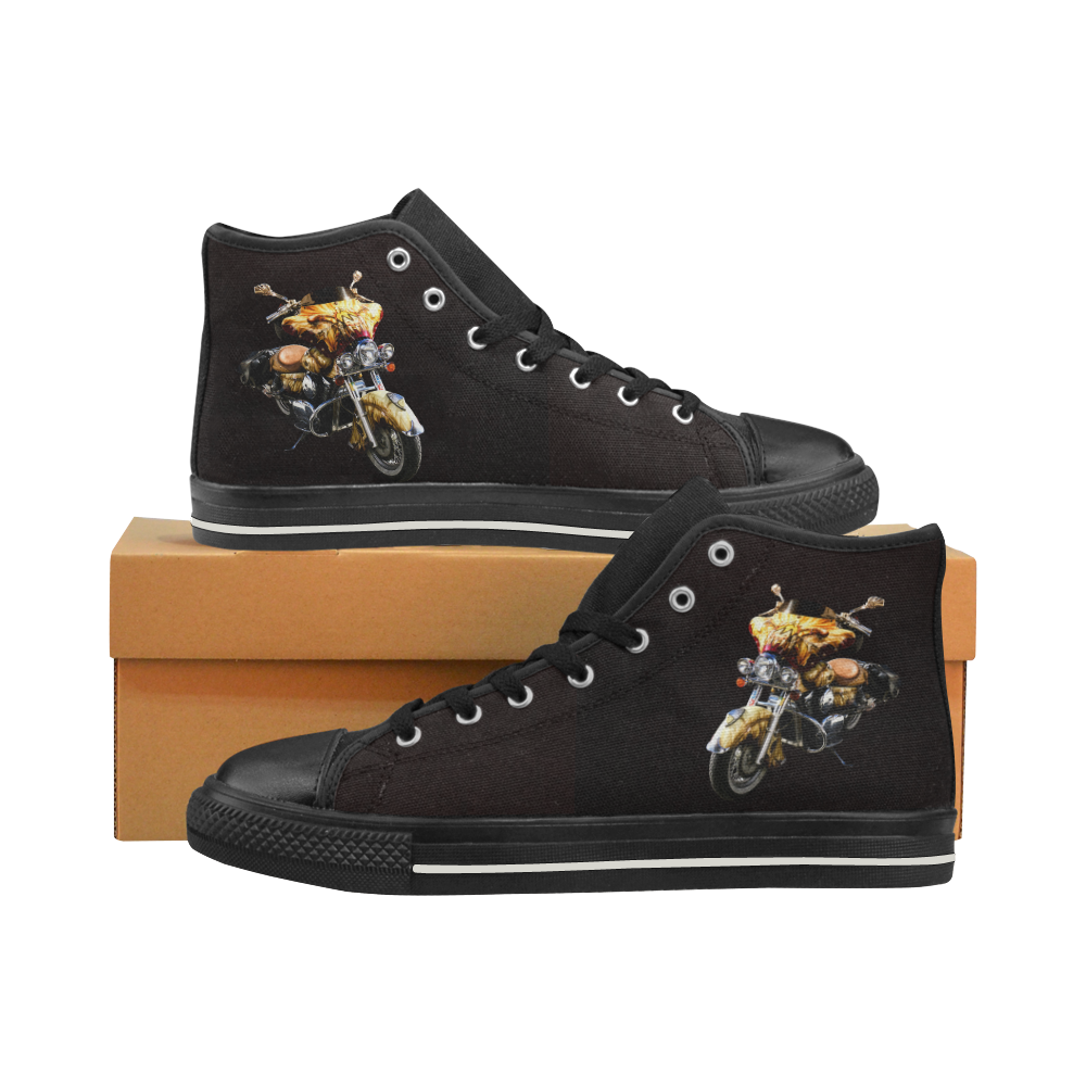 Fantastic Motorcycle High Top Canvas Shoes for Kid (Model 017)