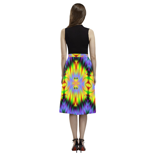 Sun-Drenched Flower Gardens Fractal Abstract Aoede Crepe Skirt (Model D16)